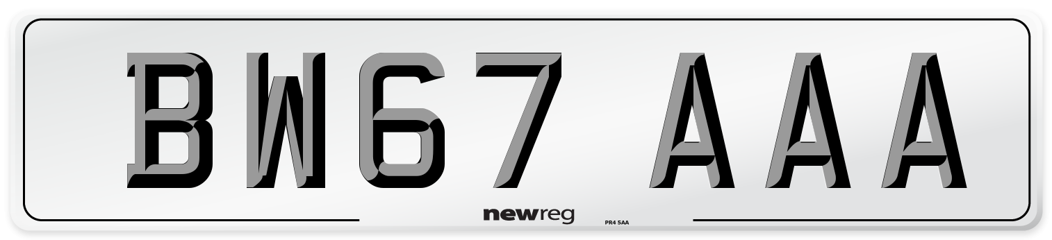 BW67 AAA Number Plate from New Reg